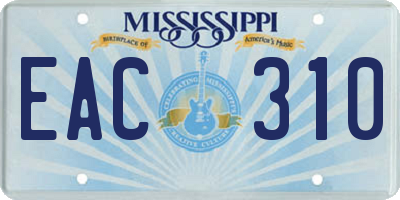 MS license plate EAC310