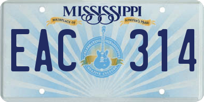 MS license plate EAC314
