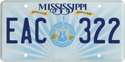 MS license plate EAC322