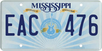 MS license plate EAC476