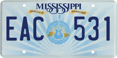 MS license plate EAC531