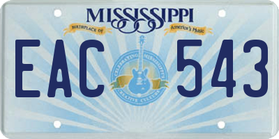 MS license plate EAC543