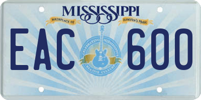 MS license plate EAC600