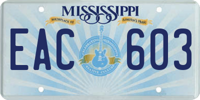 MS license plate EAC603