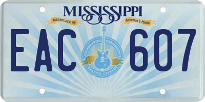 MS license plate EAC607