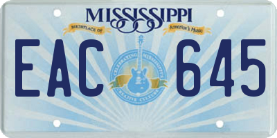 MS license plate EAC645