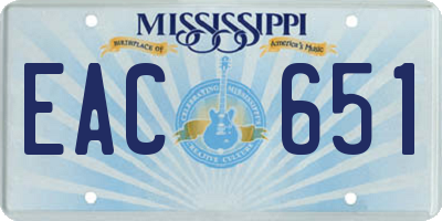 MS license plate EAC651