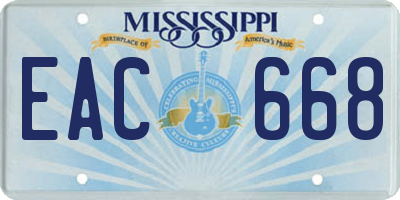 MS license plate EAC668