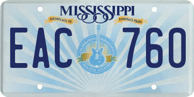 MS license plate EAC760
