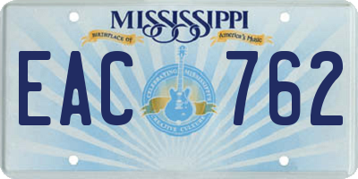 MS license plate EAC762