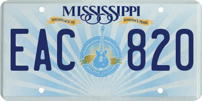 MS license plate EAC820