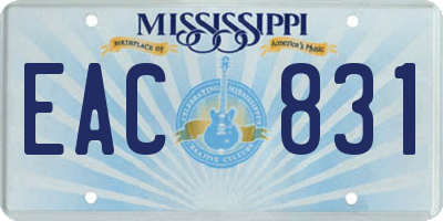 MS license plate EAC831