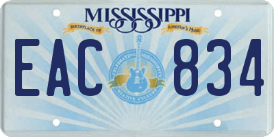 MS license plate EAC834