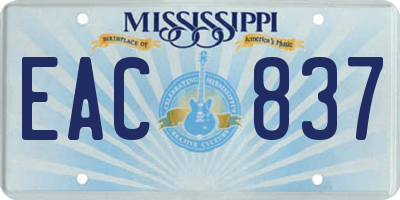 MS license plate EAC837