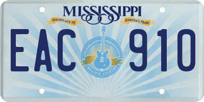 MS license plate EAC910