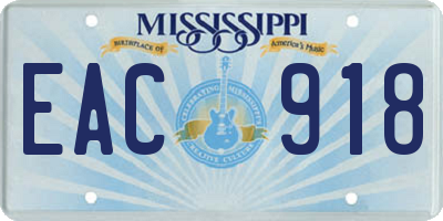 MS license plate EAC918