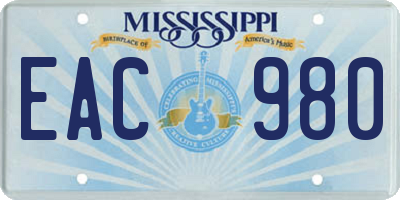 MS license plate EAC980