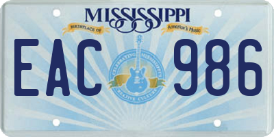 MS license plate EAC986