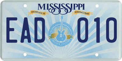 MS license plate EAD010