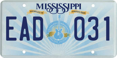 MS license plate EAD031