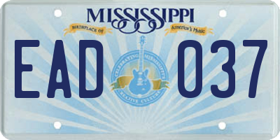MS license plate EAD037