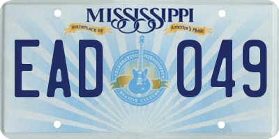 MS license plate EAD049