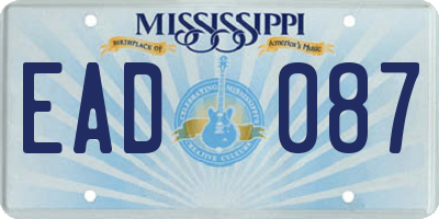 MS license plate EAD087