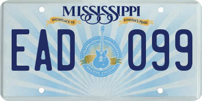 MS license plate EAD099