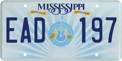 MS license plate EAD197