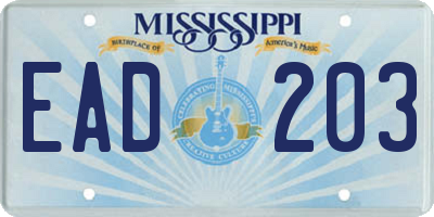 MS license plate EAD203