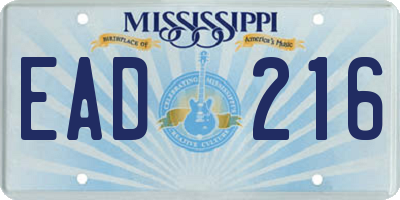 MS license plate EAD216