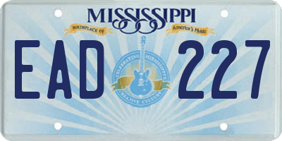 MS license plate EAD227