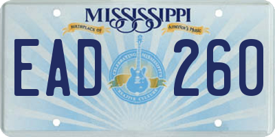 MS license plate EAD260