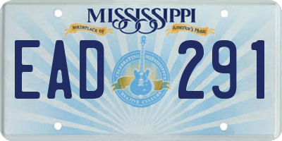 MS license plate EAD291