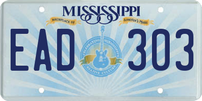 MS license plate EAD303