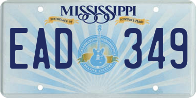 MS license plate EAD349