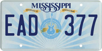 MS license plate EAD377
