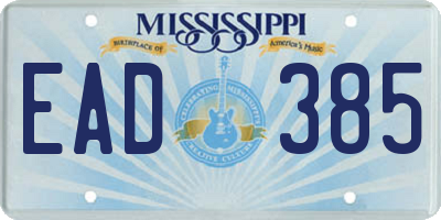 MS license plate EAD385