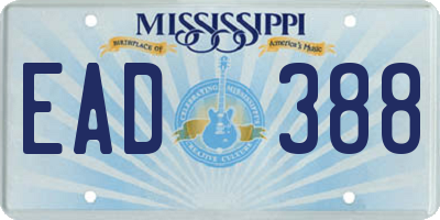 MS license plate EAD388