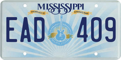 MS license plate EAD409