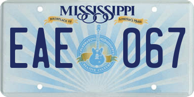 MS license plate EAE067