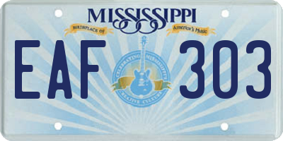 MS license plate EAF303