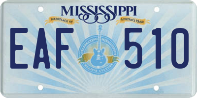 MS license plate EAF510