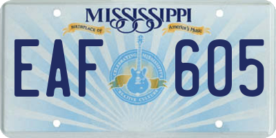 MS license plate EAF605