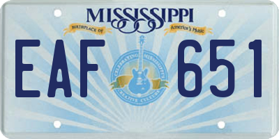 MS license plate EAF651