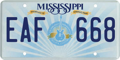 MS license plate EAF668