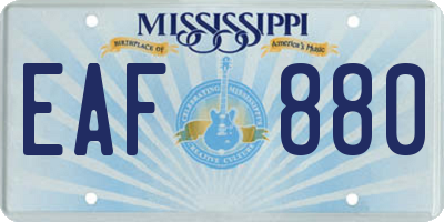 MS license plate EAF880