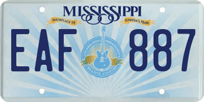 MS license plate EAF887