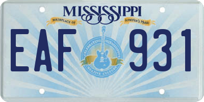 MS license plate EAF931