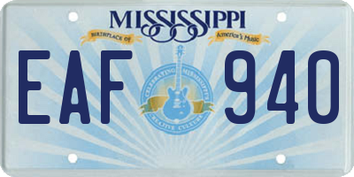 MS license plate EAF940